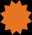 Orange multi-pointed starburst shape.