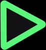 Pixelated green play button icon with a black triangle pointing right.
