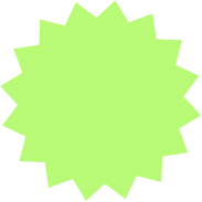 Light green multi-pointed starburst shape, often used as a badge or decorative accent.