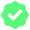 Pixelated green checkmark icon within a rounded square shape, signifying success, verification, or completion.