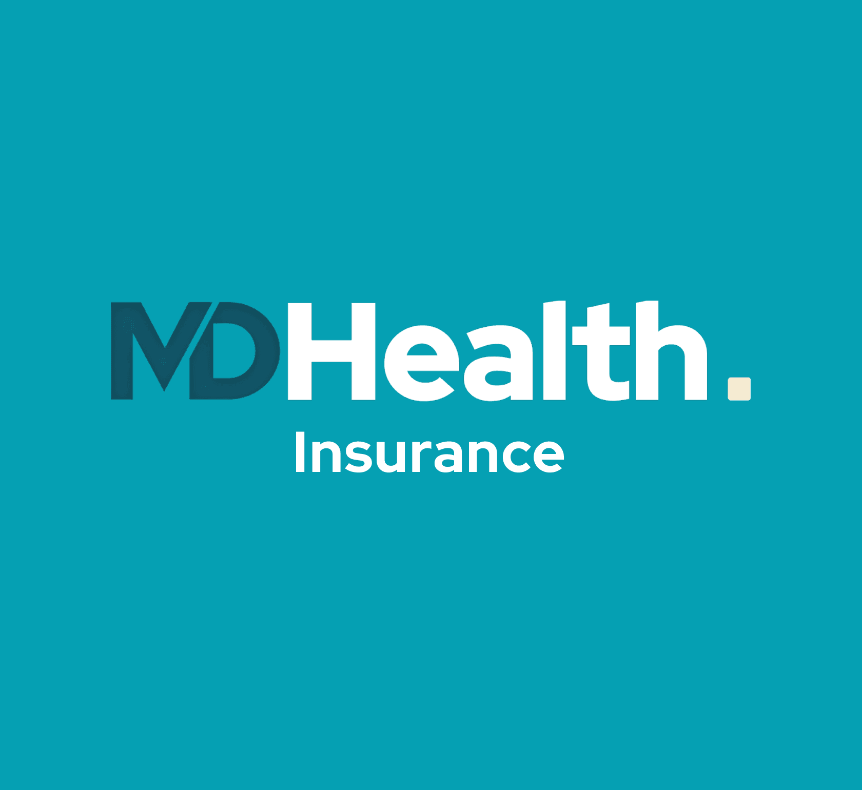 MDHealth. Insurance logo on a teal background. 'MD' is stylized in dark blue, 'Health.' and 'Insurance' are white.