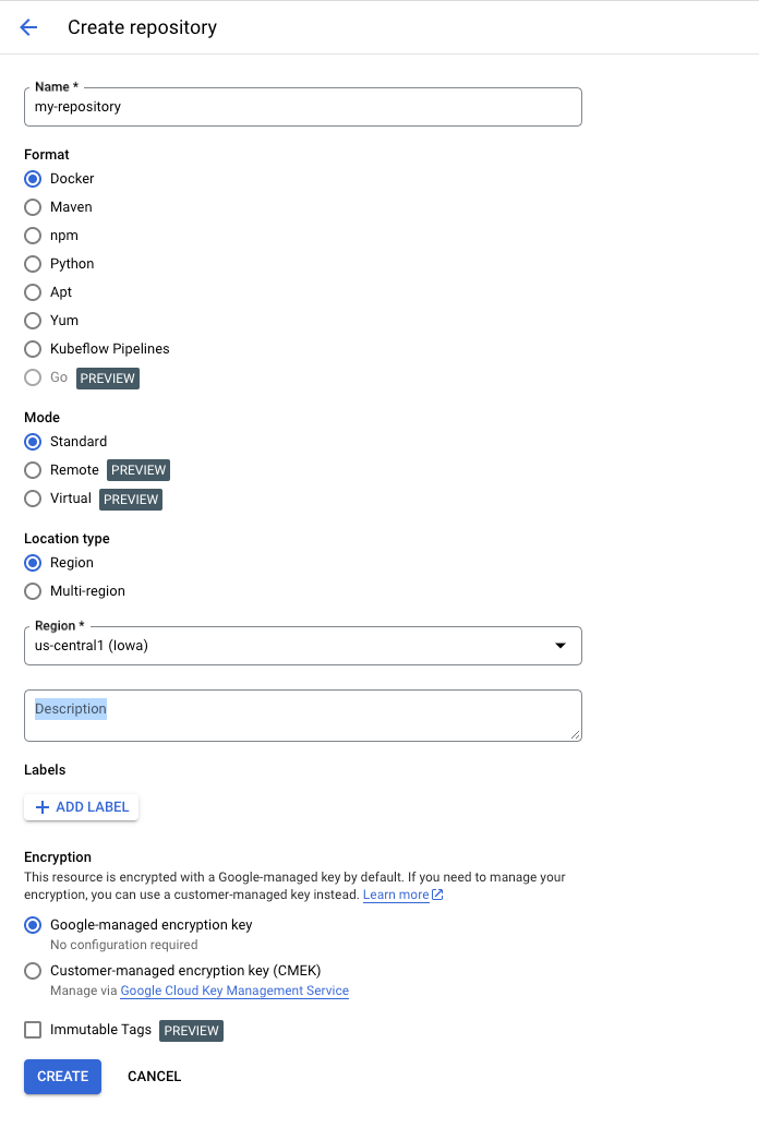 New Artifact Repository (GCP)