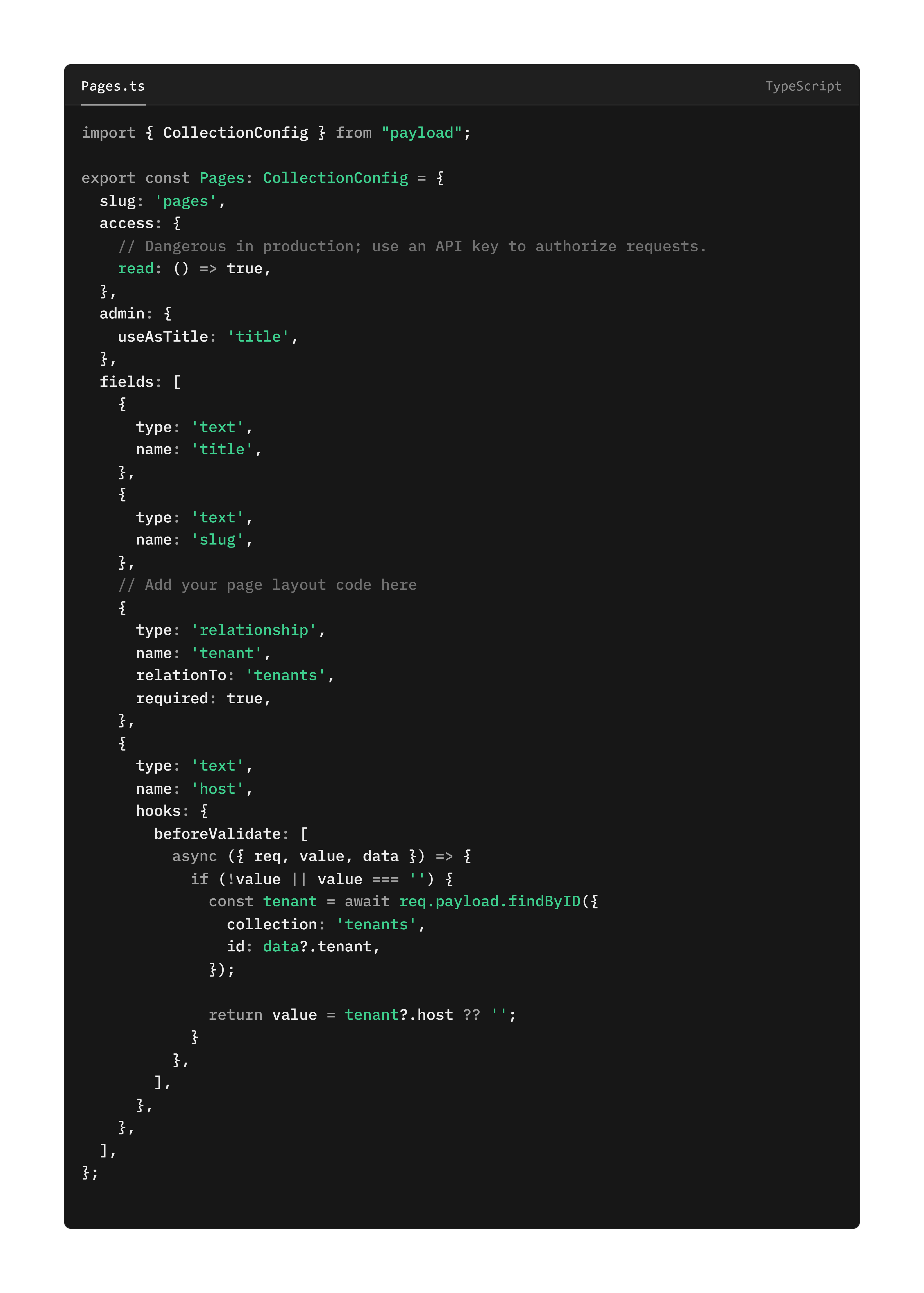 pages code snippet