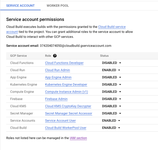 Service account setup (GCP)