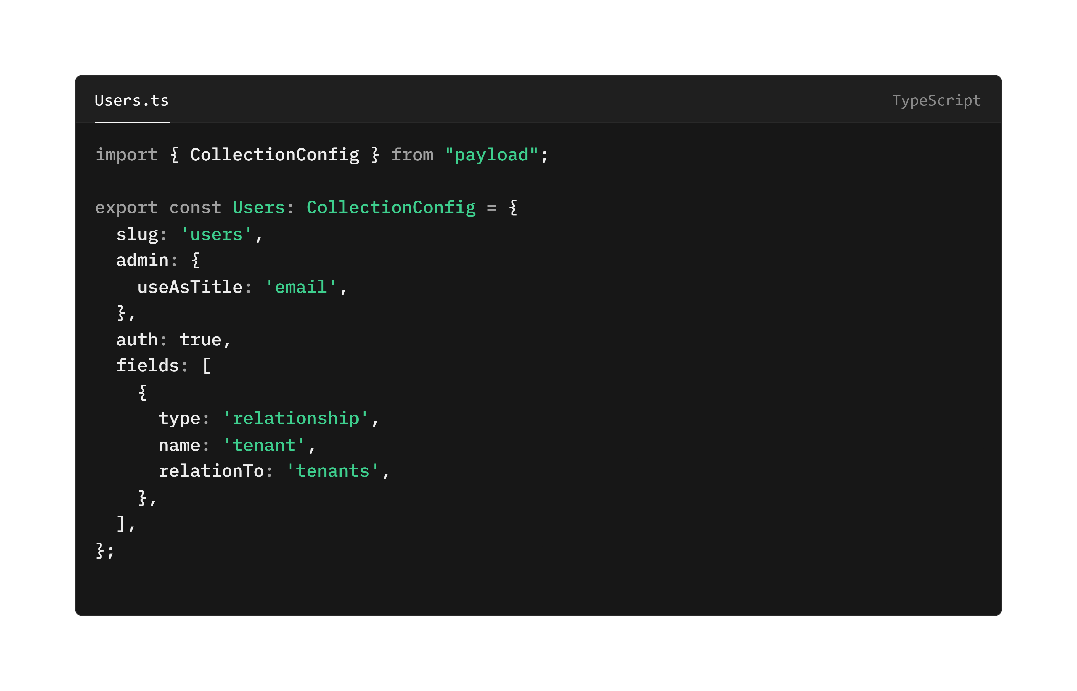 users code snippet